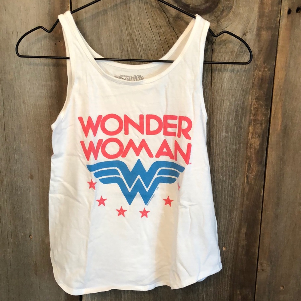 Old Navy Collectabilitees Wonder Woman Tank in White Size Large Girls